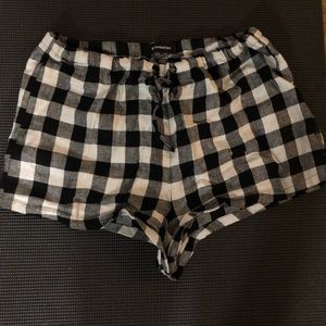 Reformation Check Linen Shorts